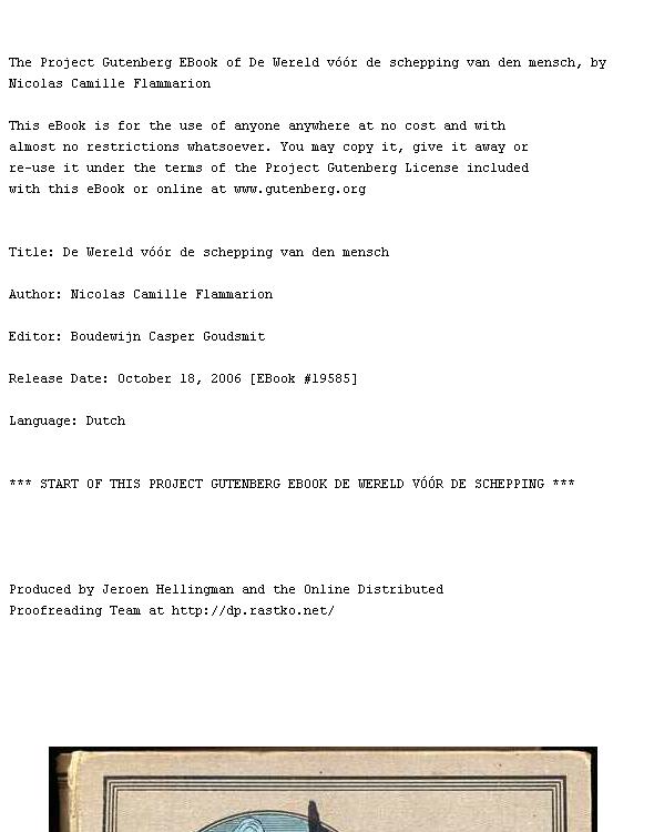 De wereld vóór de schepping van den mensch
